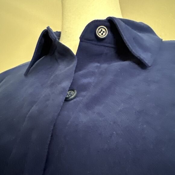 Formal Velour Shirt Formal Blue Top Blouse Vintage Talbots Women’s Size L - Picture 6 of 13